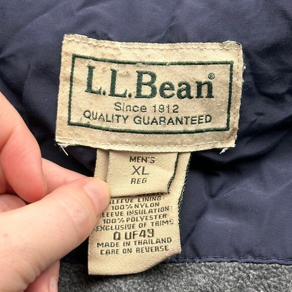 LL Bean Fleece Lined Insulated Warm Up Jacket Mens XL 0 UF49 Navy Full Zip - Picture 2 of 10
